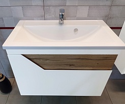 Бриклаер Мебель для ванной Брайтон 80 (Mario) белая матовая/дуб кера – фотография-4